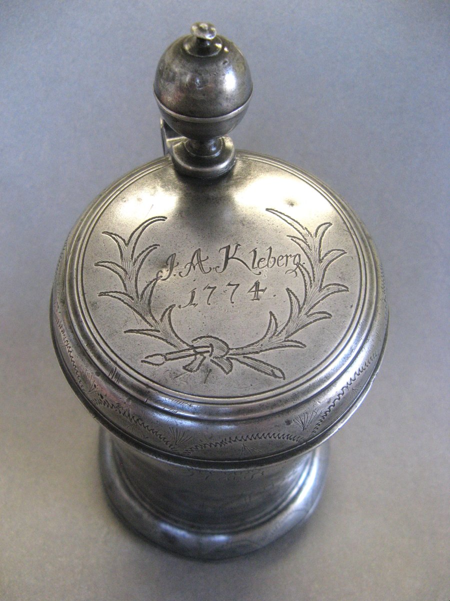Chope En Etain Daté 1774 Art Populaire Allemagne XVIIIe.