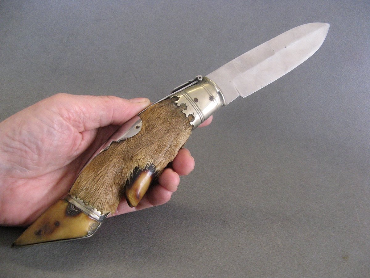 Grand Couteau de Chasse A Palanquille De Style Navaja.-photo-1