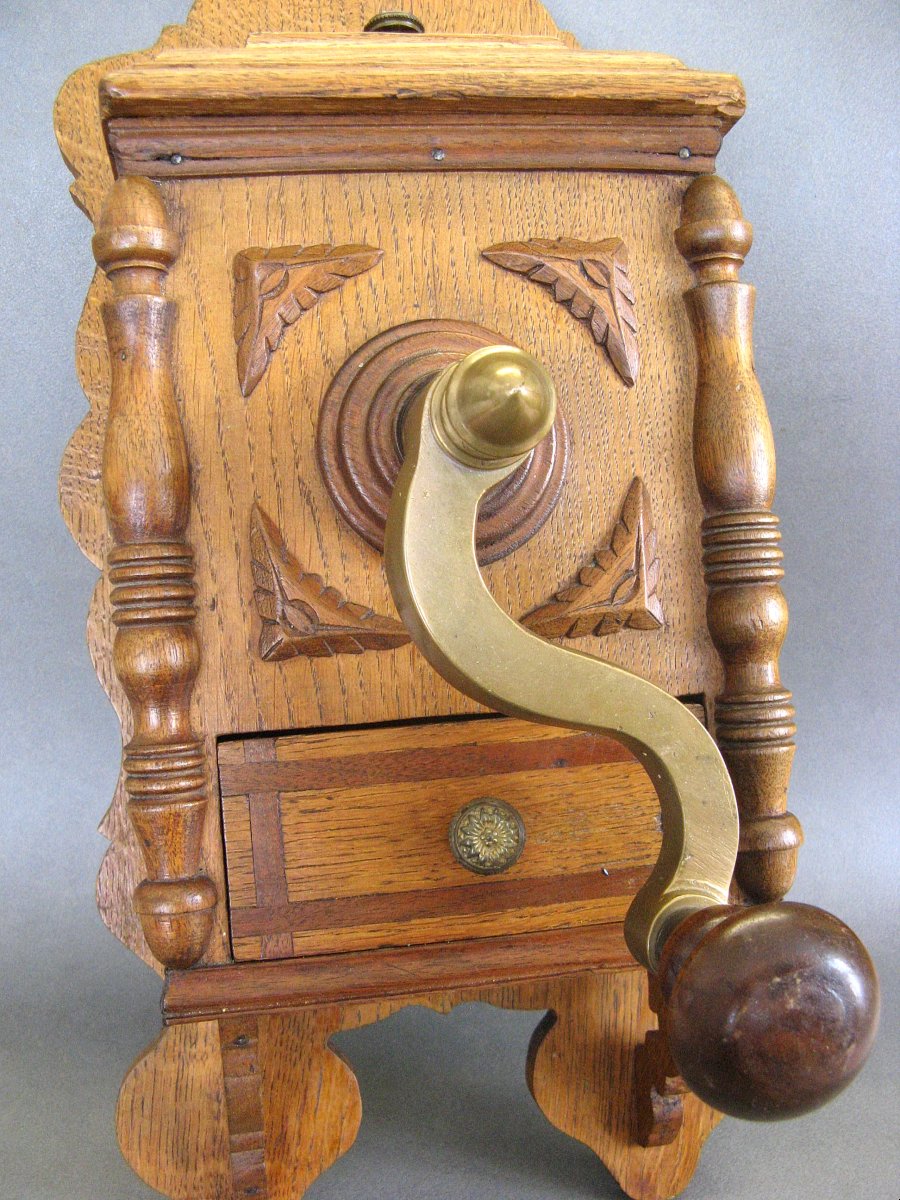 Large 19th-century Wall-mounted Coffee Grinder From A Traditional Tavern.-photo-2