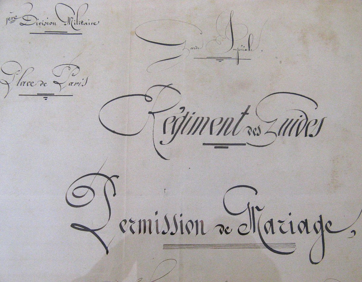 Marriage License For A Guide Of The Imperial Guard Of The Second Empire.-photo-2