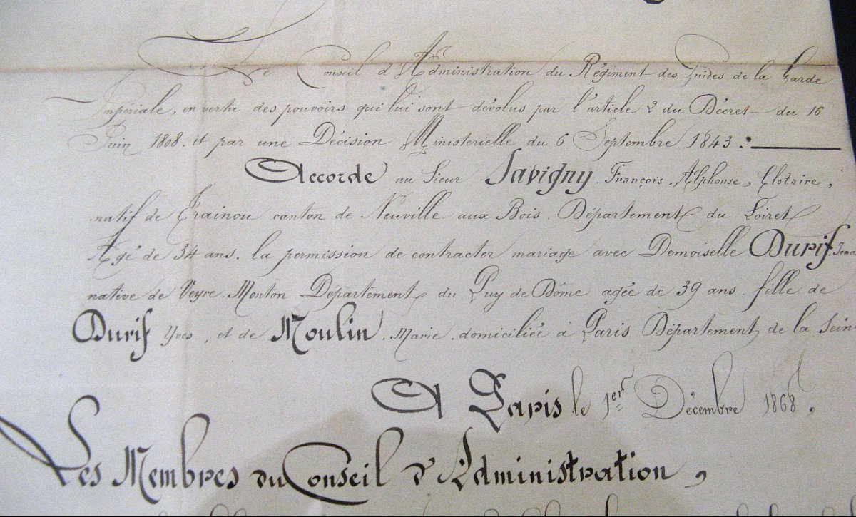 Marriage License For A Guide Of The Imperial Guard Of The Second Empire.-photo-3
