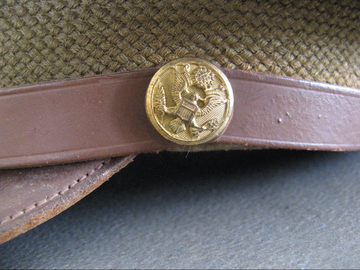 Casquette crusher d'officier US De La Seconde Guerre Mondiale de 39/45. WWII.-photo-4