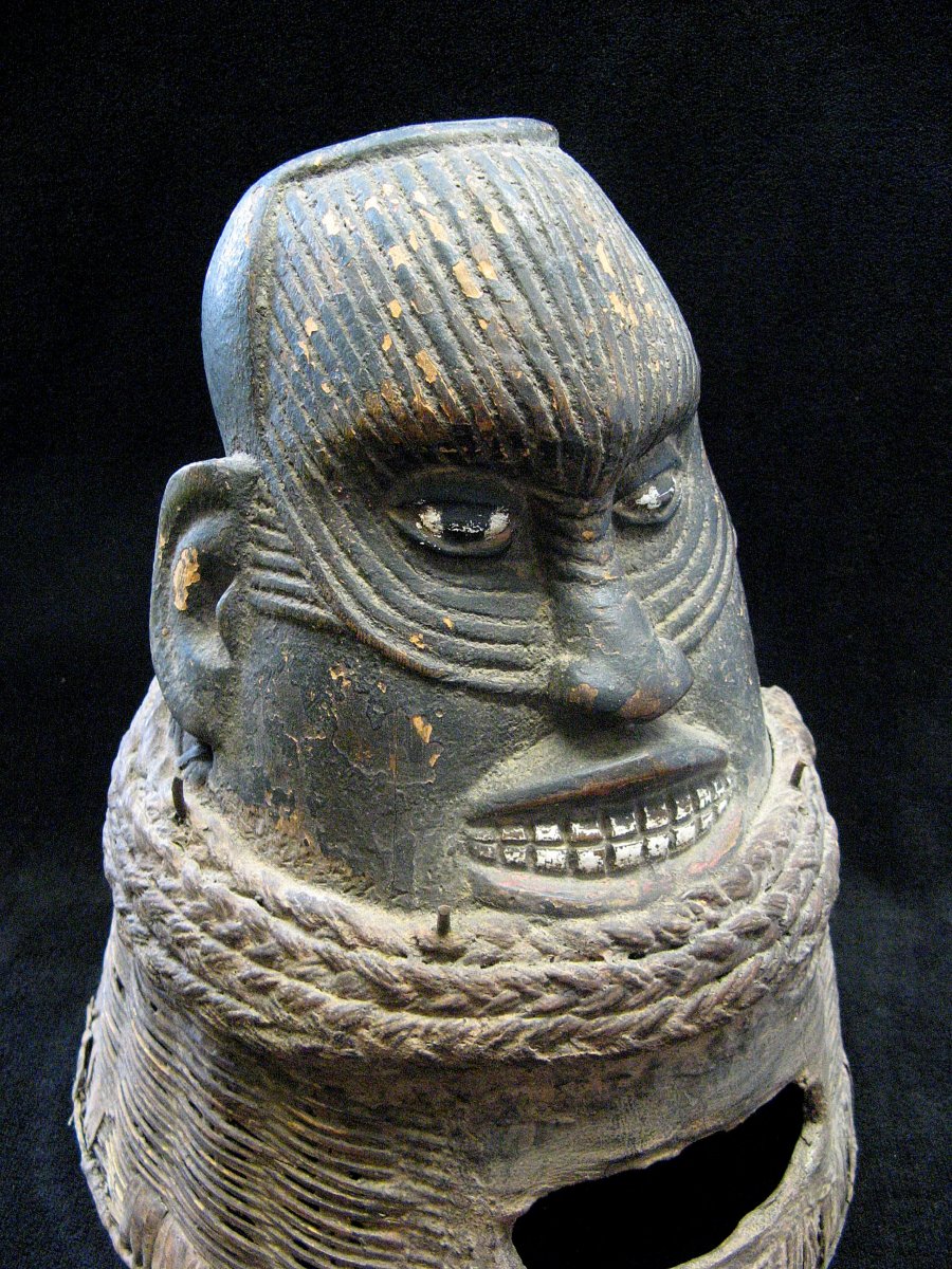 Kongo People Ritual Helmet Mask.-photo-3