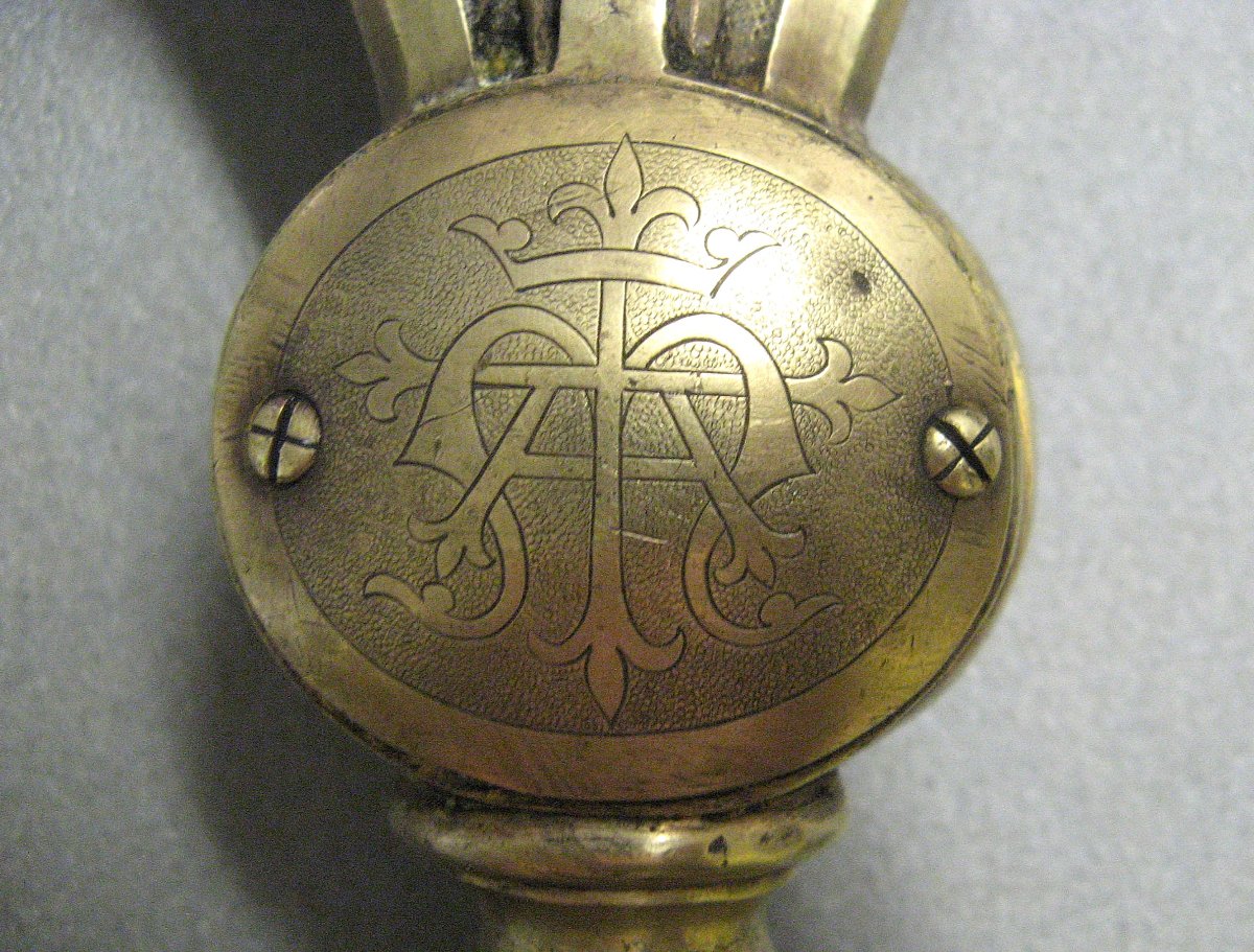 Flagpole With Monogram, Crown, And Fleur-de-lis.