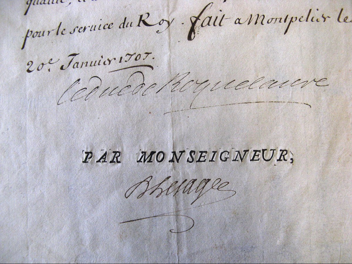 Nomination Militaire Au Grade De Capitaine Par Le Duc De Roquelaure Sous Le Règne De Louis XIV.-photo-4
