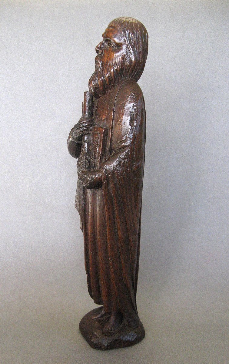 Religious Statue Of Saint Peter, Carved From A Single Block Of Solid Wood, 18th-century Folk Art.-photo-1