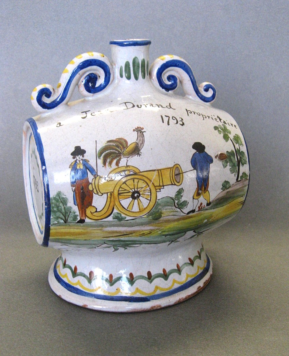 Gourde Patronymique En Faïence de Nevers Fin  XVIIIe siècle.-photo-2