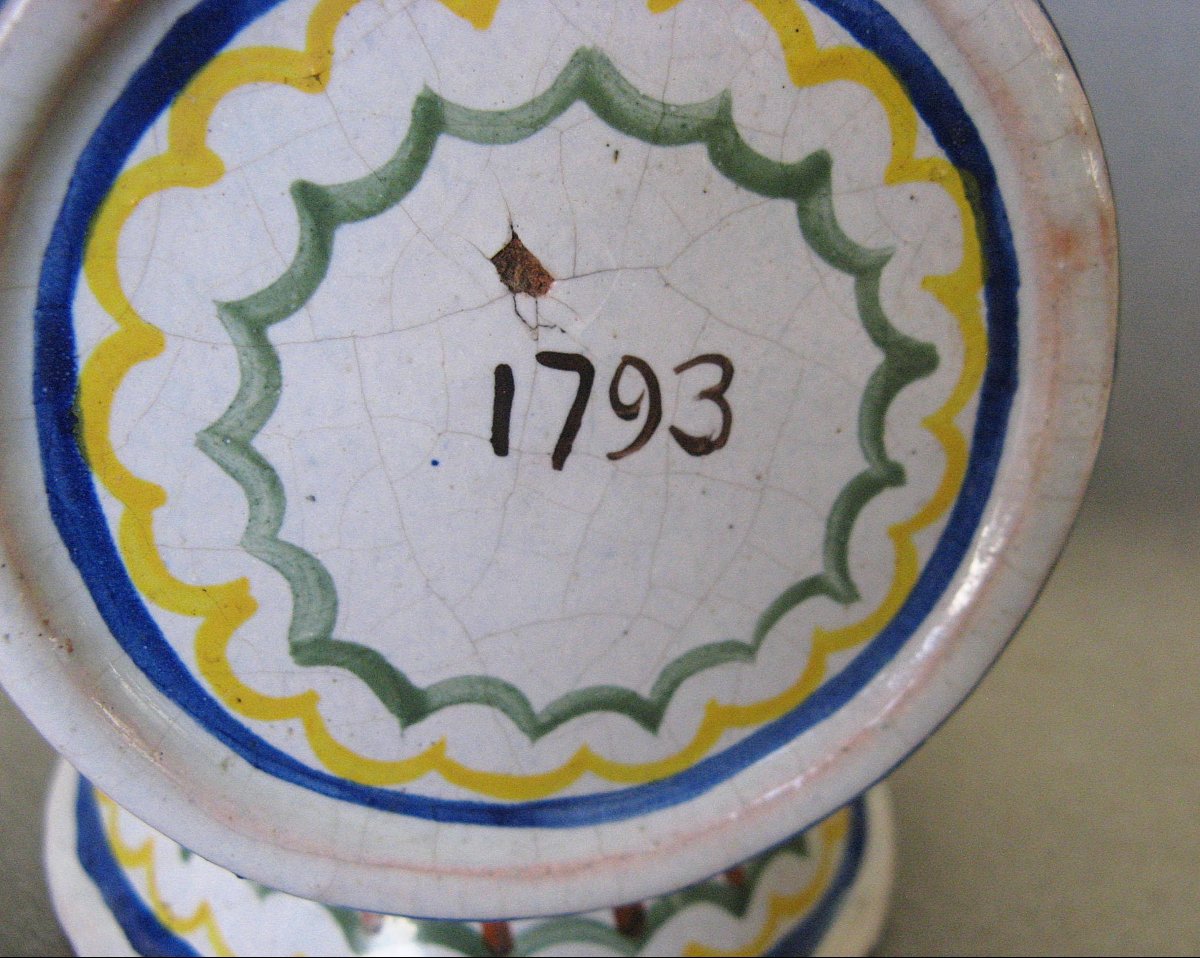 Gourde Patronymique En Faïence de Nevers Fin  XVIIIe siècle.-photo-1