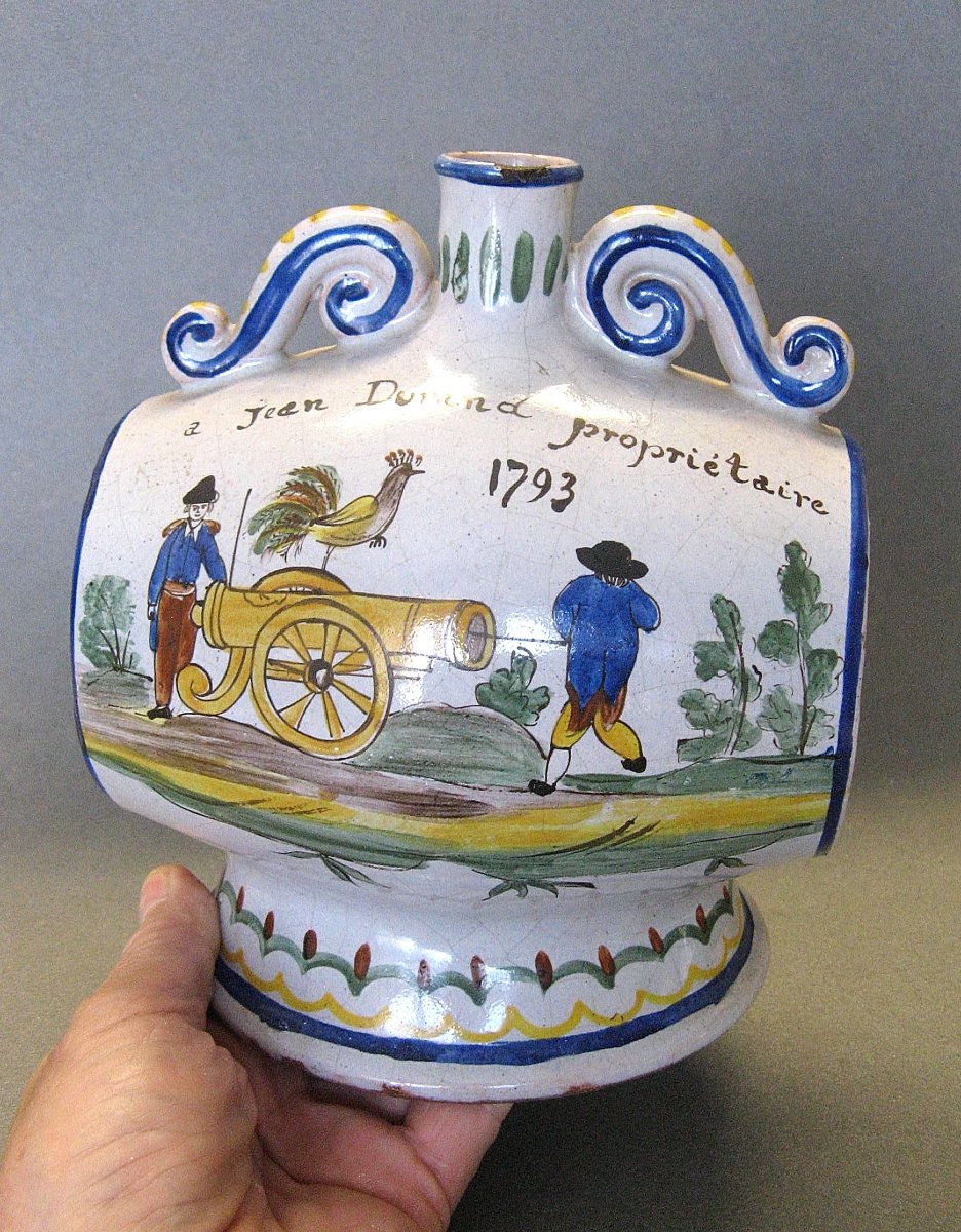 Gourde Patronymique En Faïence de Nevers Fin  XVIIIe siècle.-photo-5