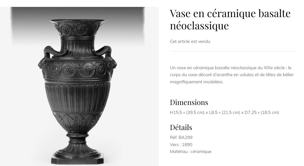 Vase en céramique basalte néoclassique XIXe.-photo-6