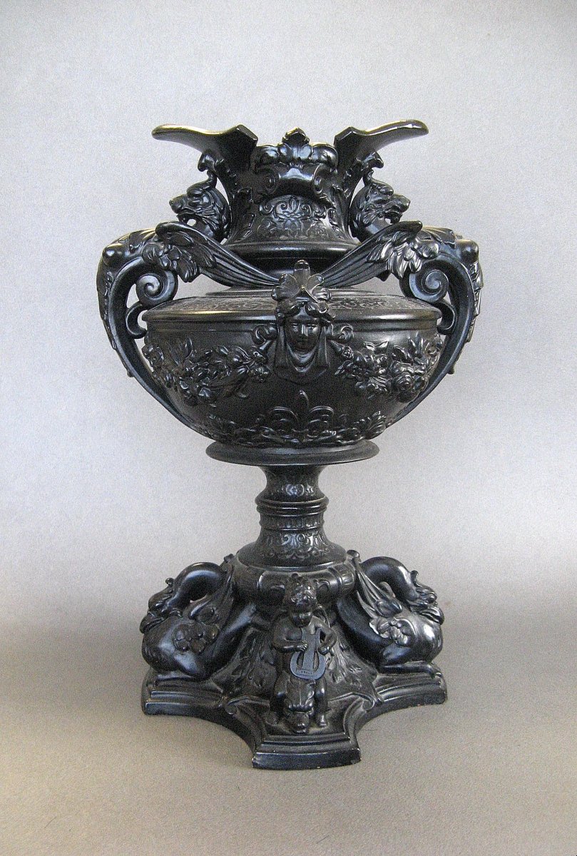 19th-century Neoclassical Basalt Ceramic Vase.