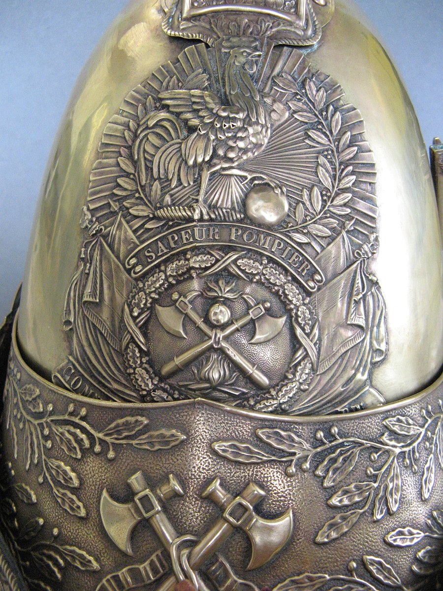 CASQUE DE SAPEURS-POMPIERS DE LA COMMUNE DE CHASSERICOURT, type 1830, Monarchie de Juillet. -photo-2