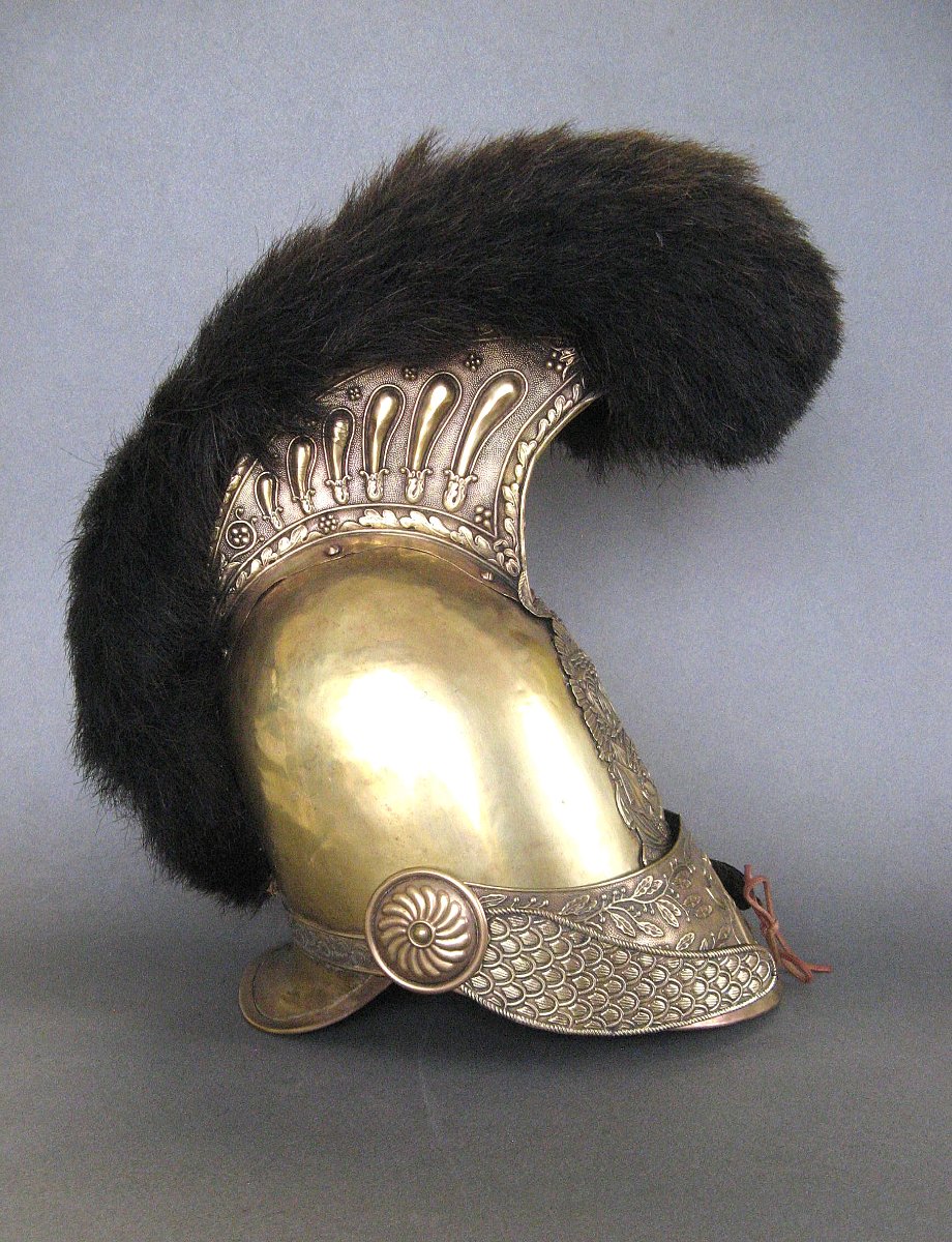 CASQUE DE SAPEURS-POMPIERS DE LA COMMUNE DE CHASSERICOURT, type 1830, Monarchie de Juillet. -photo-1
