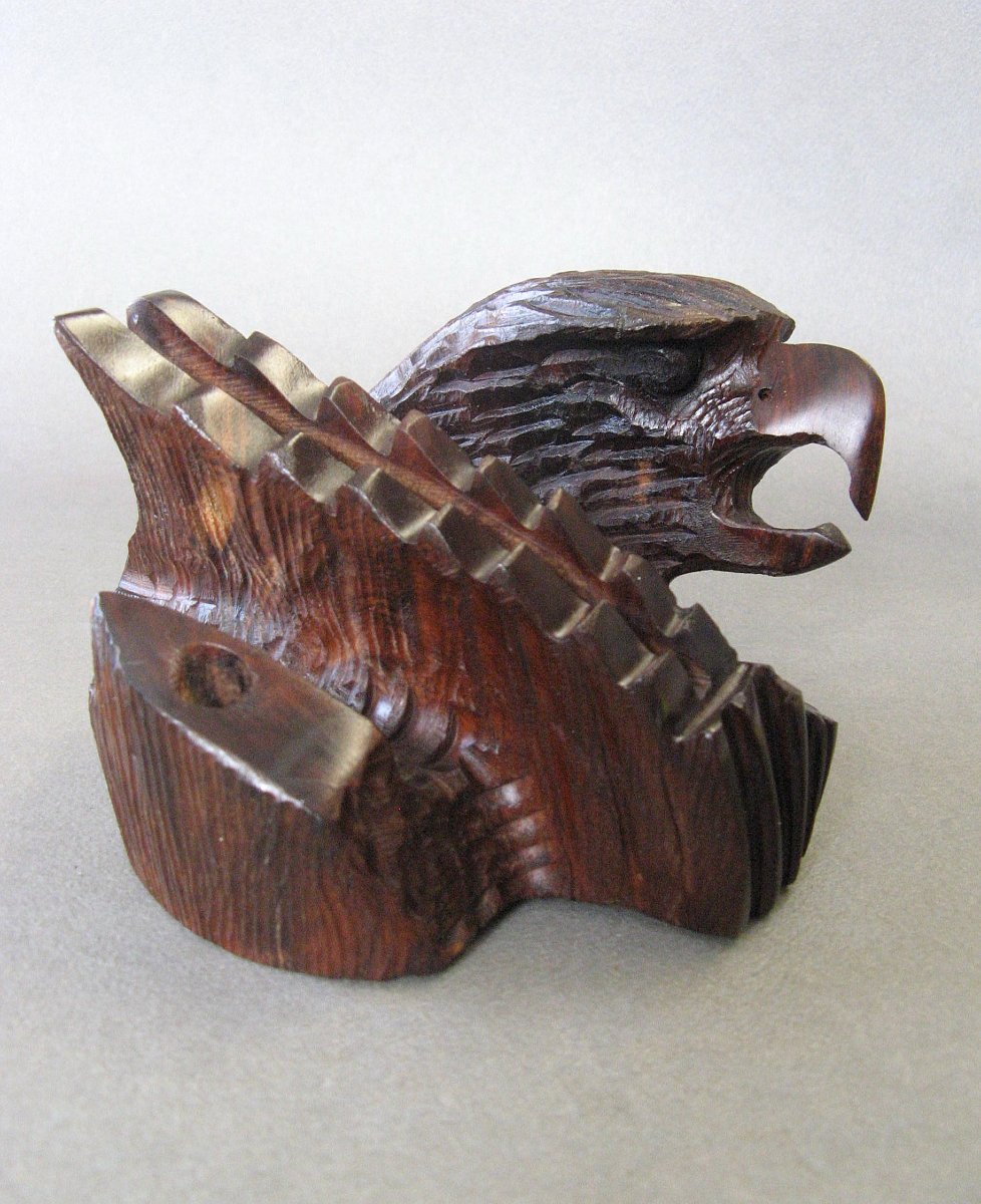 Wooden Desk Stand Carved With An Eagle's Head.-photo-3