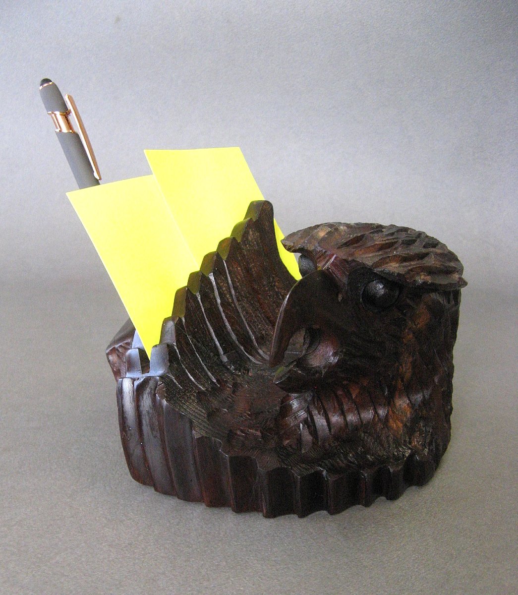 Wooden Desk Stand Carved With An Eagle's Head.-photo-4