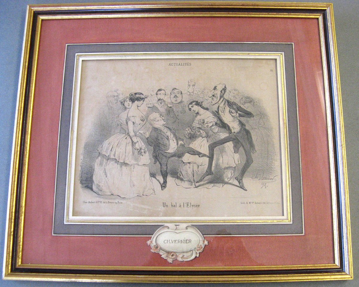 Lithograph: Ch. Vernier, "a Ball At The élysée."-photo-2