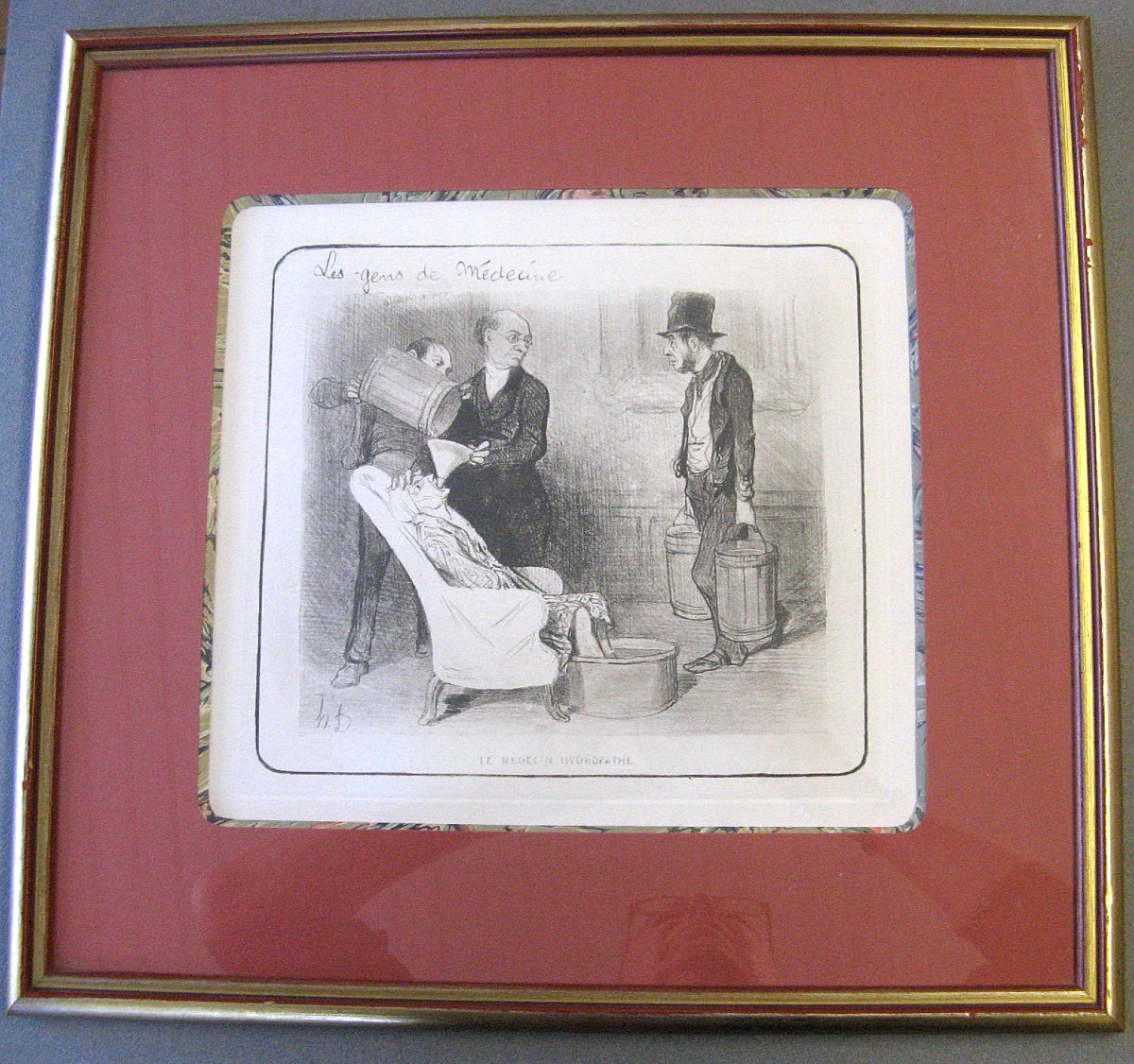 Lithographie Honoré Daumier Les Gens De médecine  " Le médecin hydropathe ".-photo-2