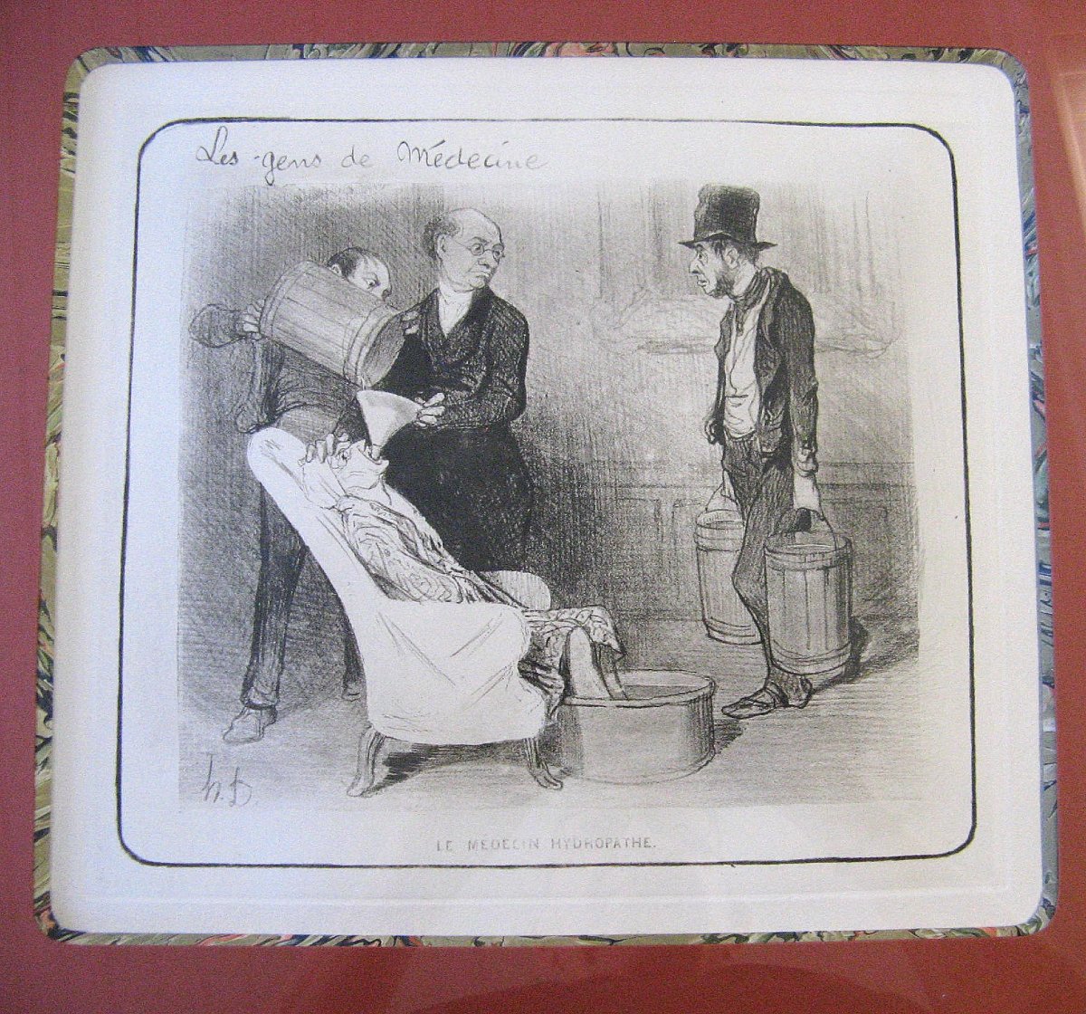 Lithographie Honoré Daumier Les Gens De médecine  " Le médecin hydropathe ".