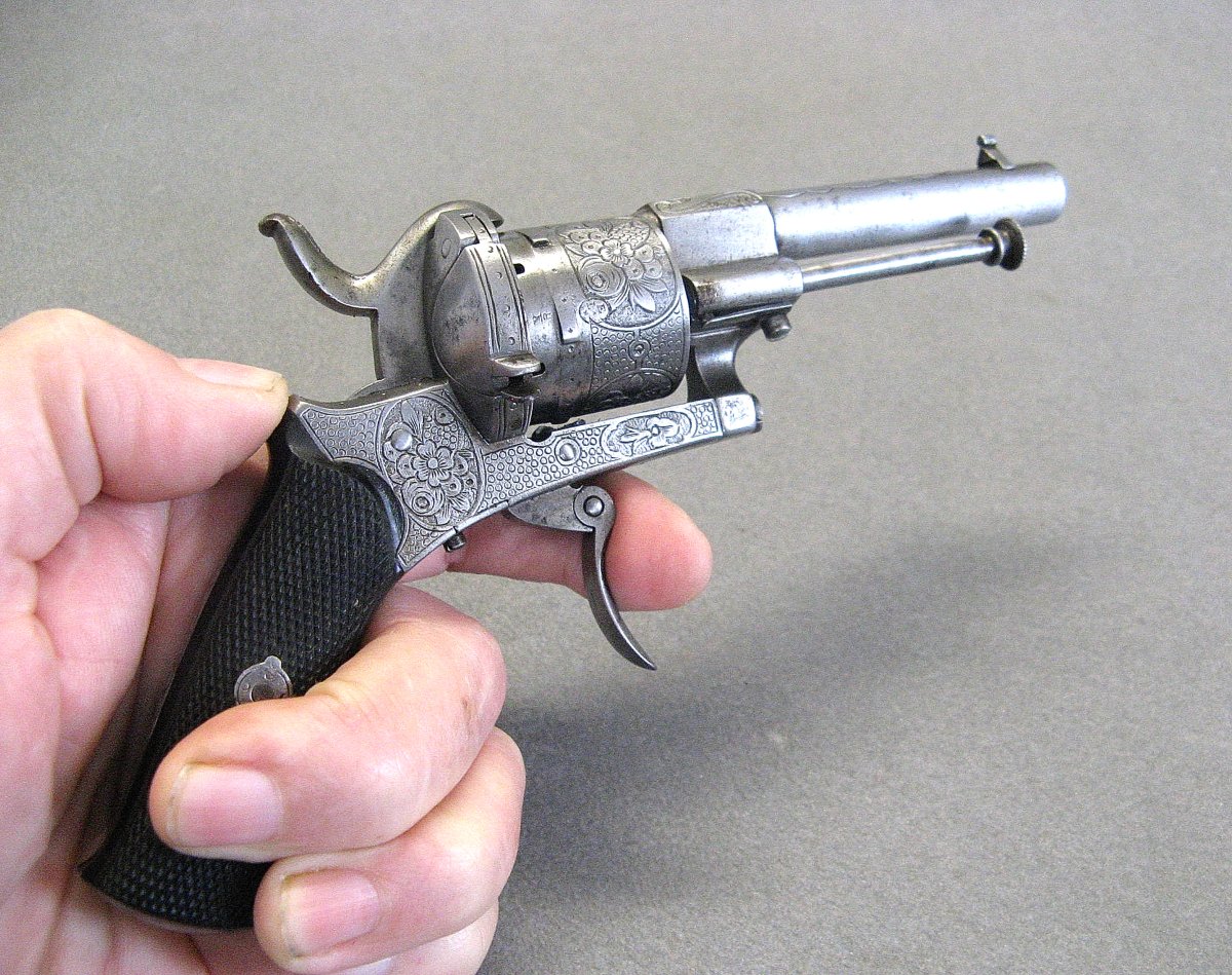 Révolver à Broche Type Lefaucheux Cal 7mm Du XIXe.-photo-4