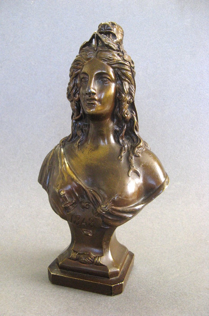 19th-century Bronze Masonic Bust Of Marianne.-photo-1