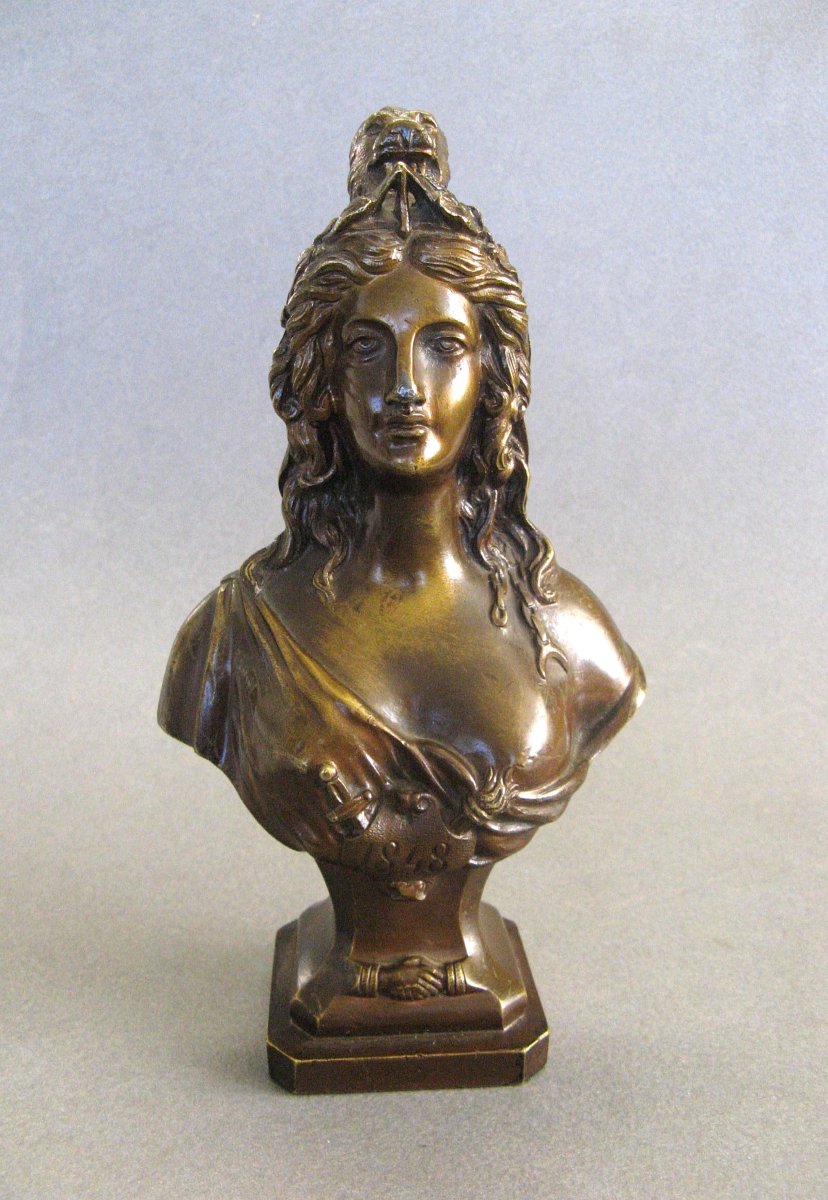 19th-century Bronze Masonic Bust Of Marianne.-photo-6