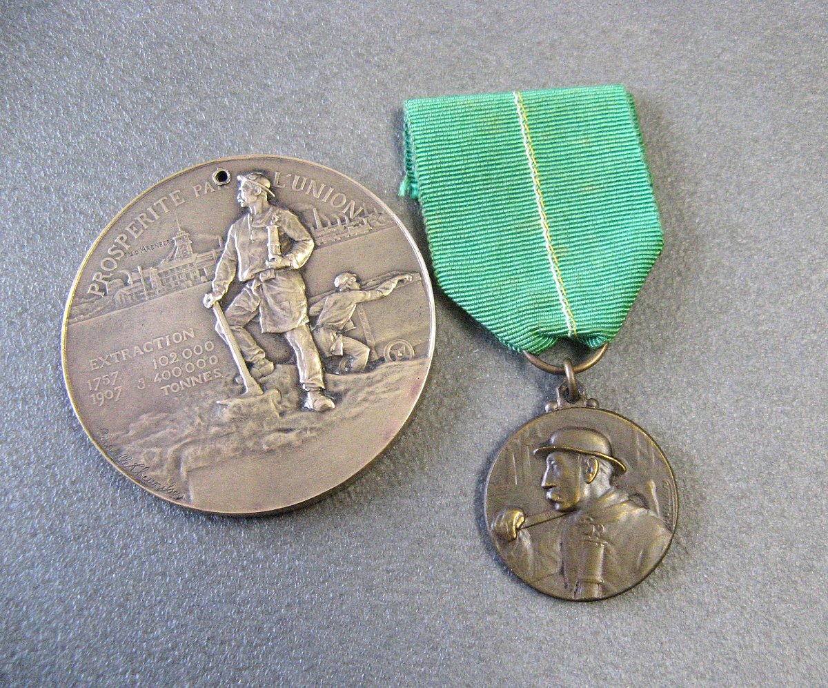  1907 Anzin Mining Company Medal And Medal Of Merit.-photo-3