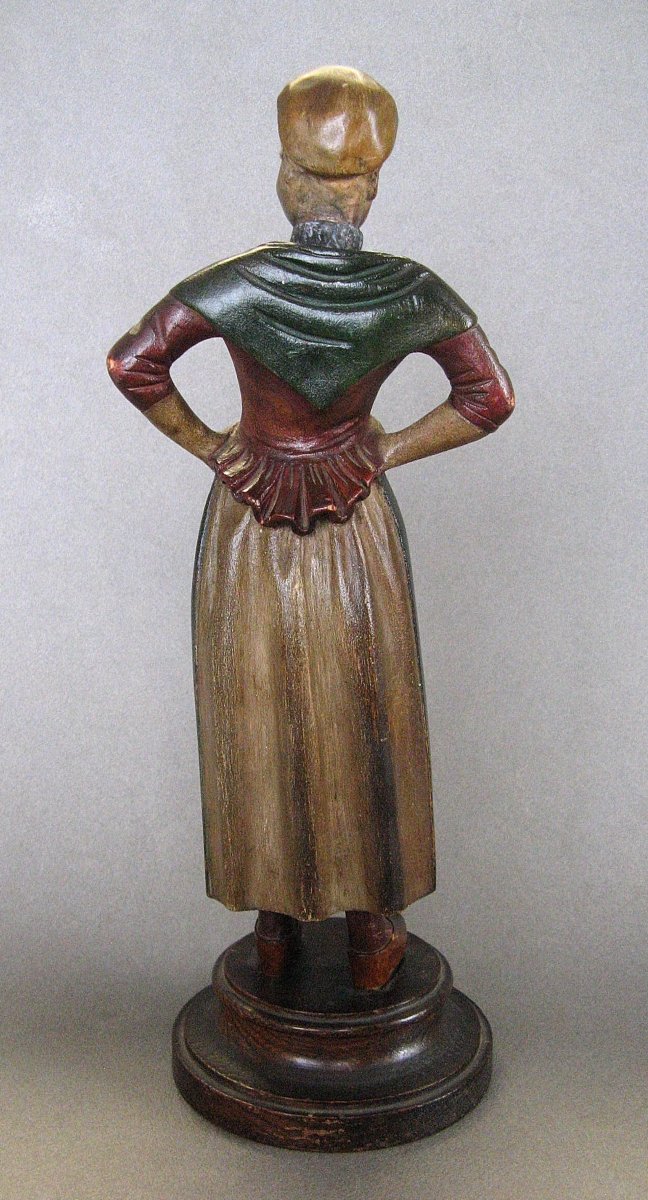 Caricature XIXe en bois sculpté polychrome de la femme peuple.-photo-2