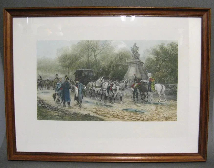Gravure Napoléon 1905 Gravure ancienne  – Halte à Juvisy – R. Desvarreux - Larpenteur.-photo-3