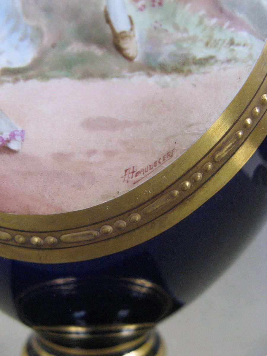 Large Ceremonial Vase In Sainte-radegonde Earthenware—signed A. Peaudecerf—19th/20th Century-photo-3