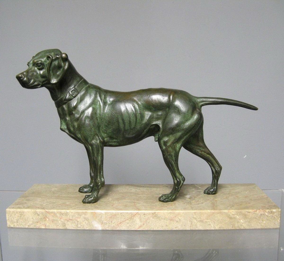 Bronze Animal By Edouard Delabrierre. Hunting Dog-photo-3