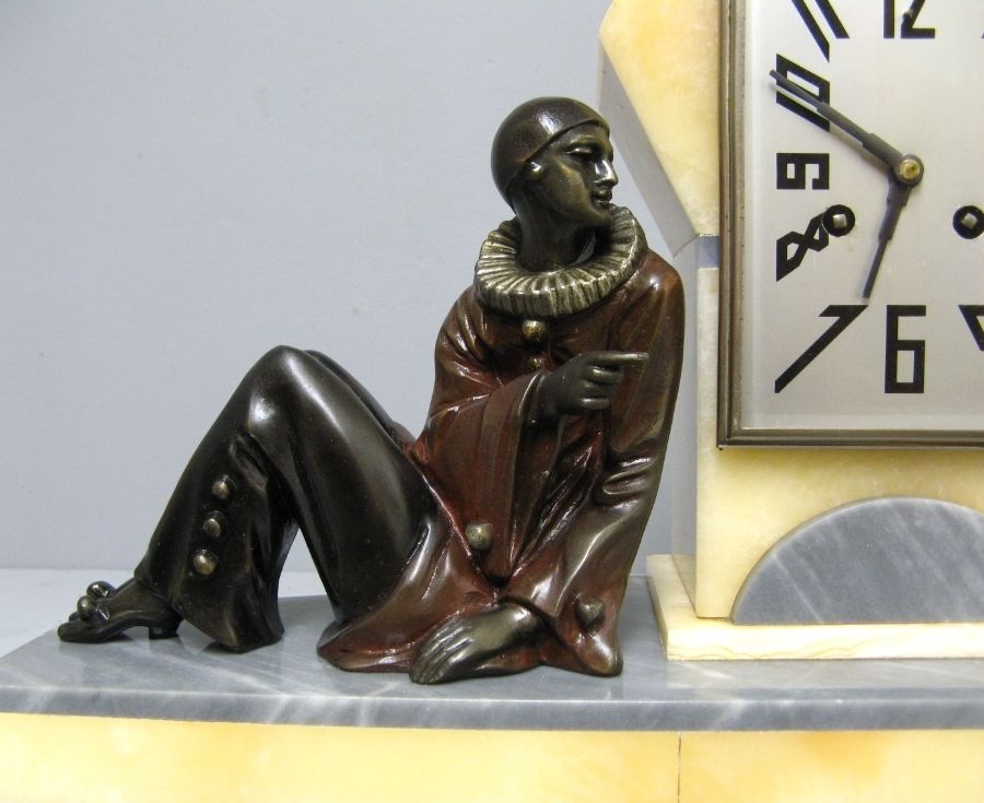 Art Deco Clock. Pierrot And Colombine.-photo-4