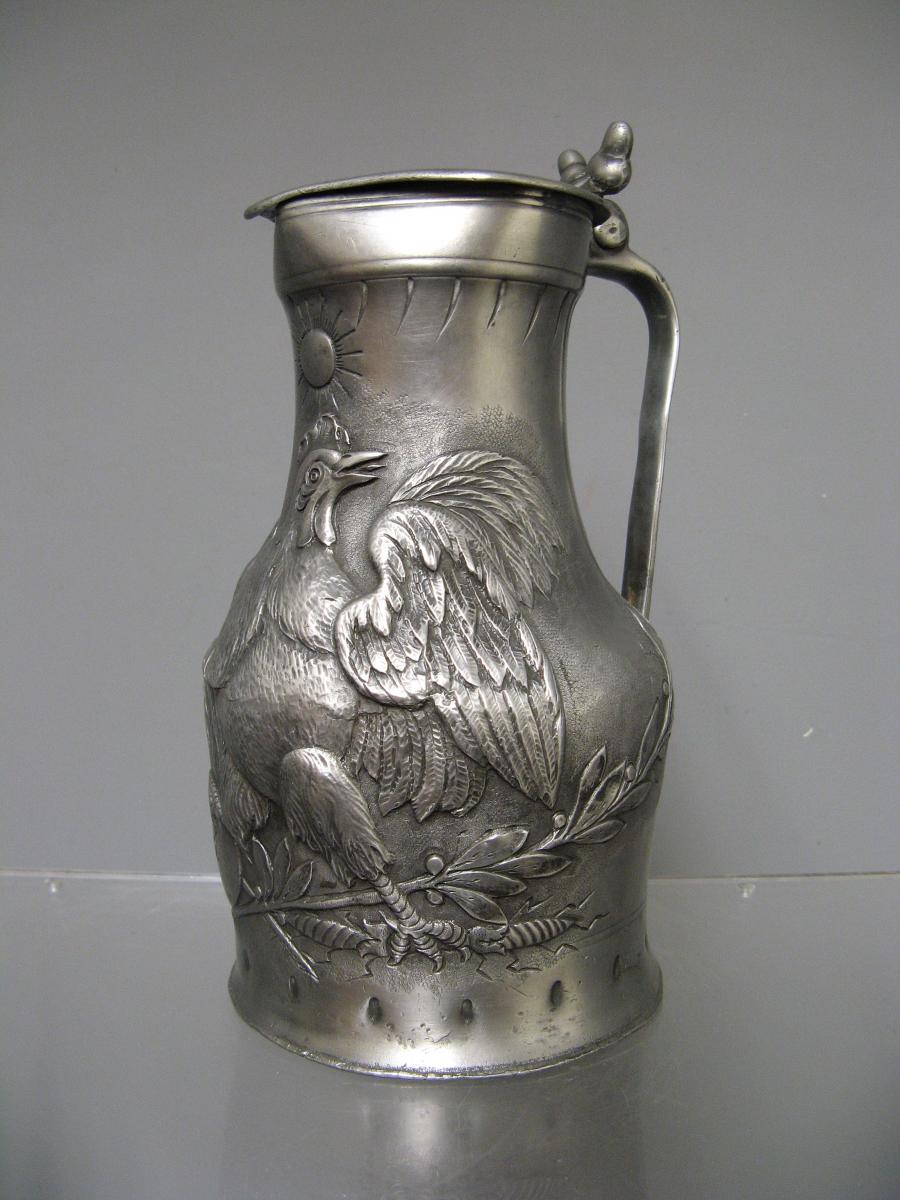 Tin Pitcher Louis Phillipe 1832. French Cock.-photo-2