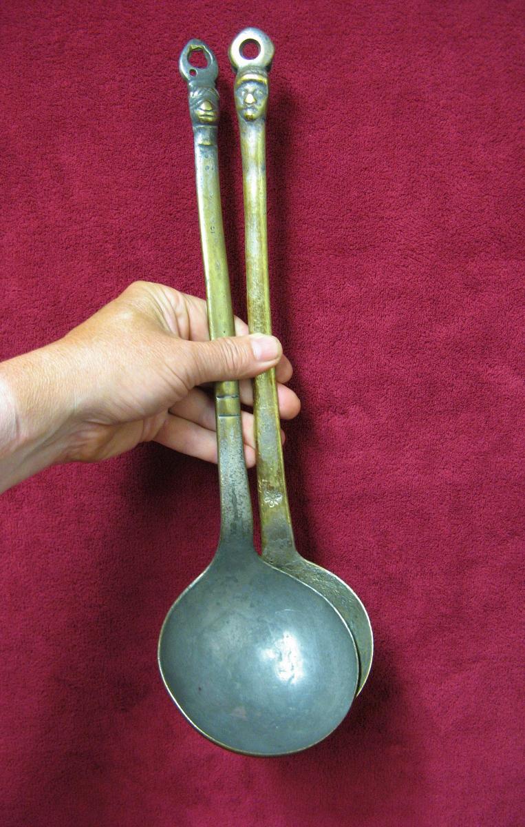 Lot Of Two Ladles Anthropomorph 17th.-photo-2