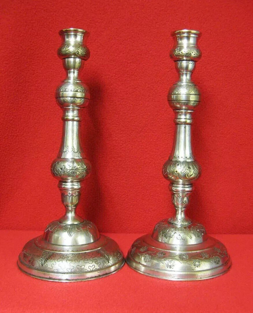 Pair Of Candlesticks Louis XVI. Silver Bronze Eighteenth.-photo-3