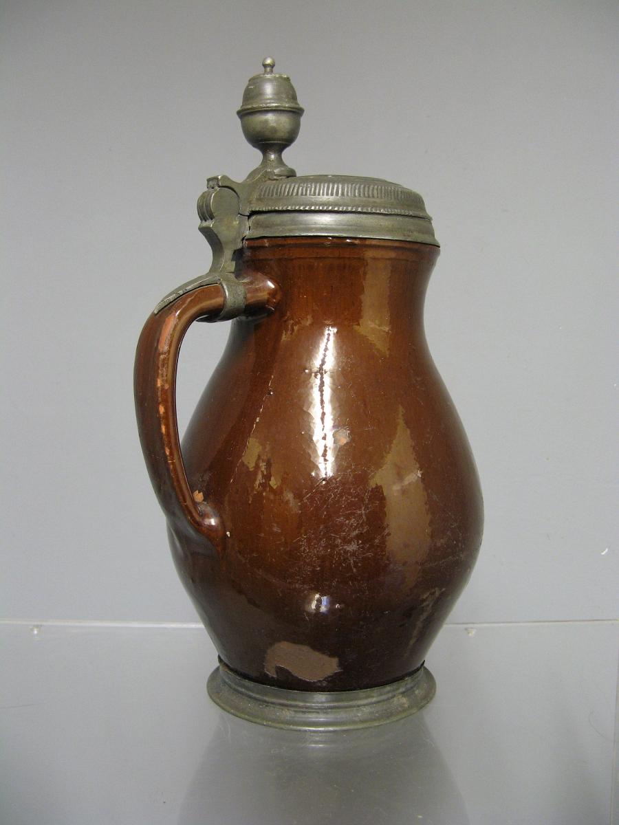 Pitcher Covered Earthenware Eighteenth.-photo-3