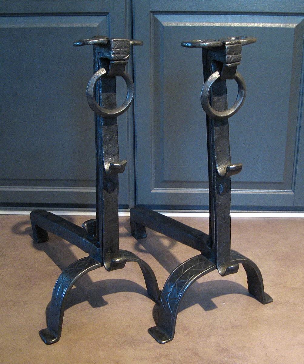 Pair Of Andirons Aries Head XVII.