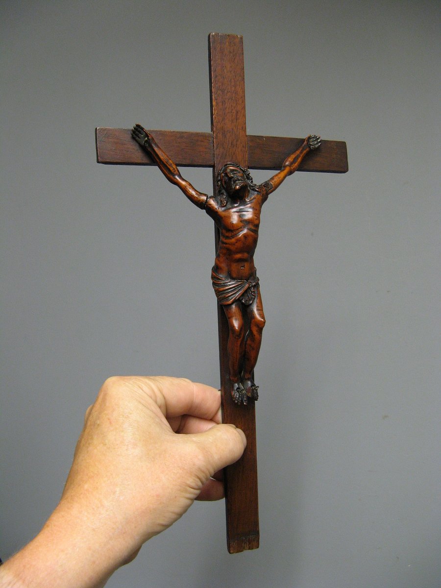 Crucifix. Christ In Cross In Carved Boxwood XVIII.-photo-6