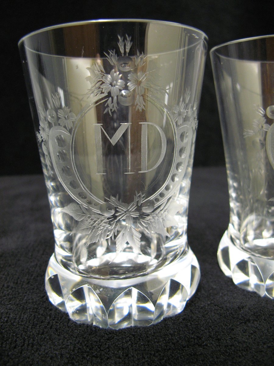 19th Century Engraved Crystal Wedding Glasses.-photo-2