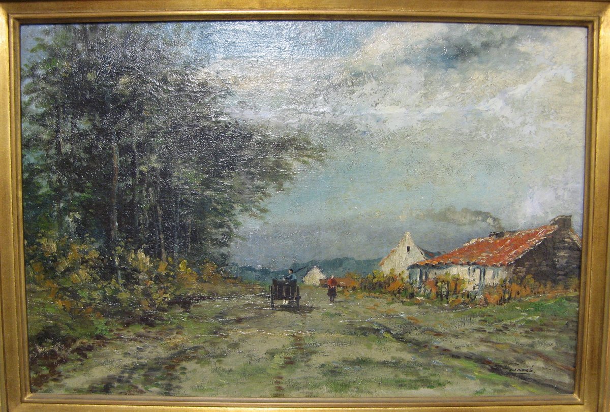 Landscape At La Charrette. Oil On Canvas Signed François Gomzé (1861-1949).-photo-2