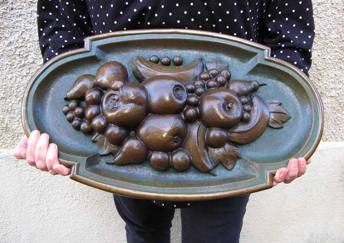 Bas Relief In Bronze With XIXth Fruit Decor