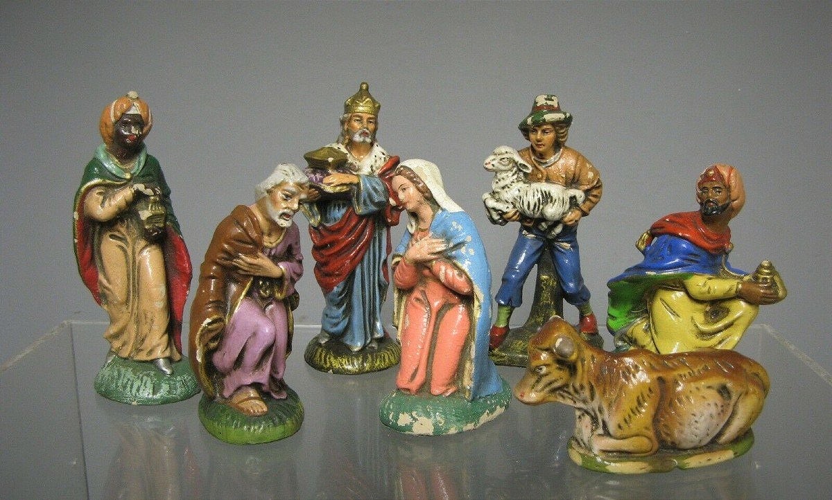 Nativity Scene In Boiled Cardboard. Circa 1950.-photo-2