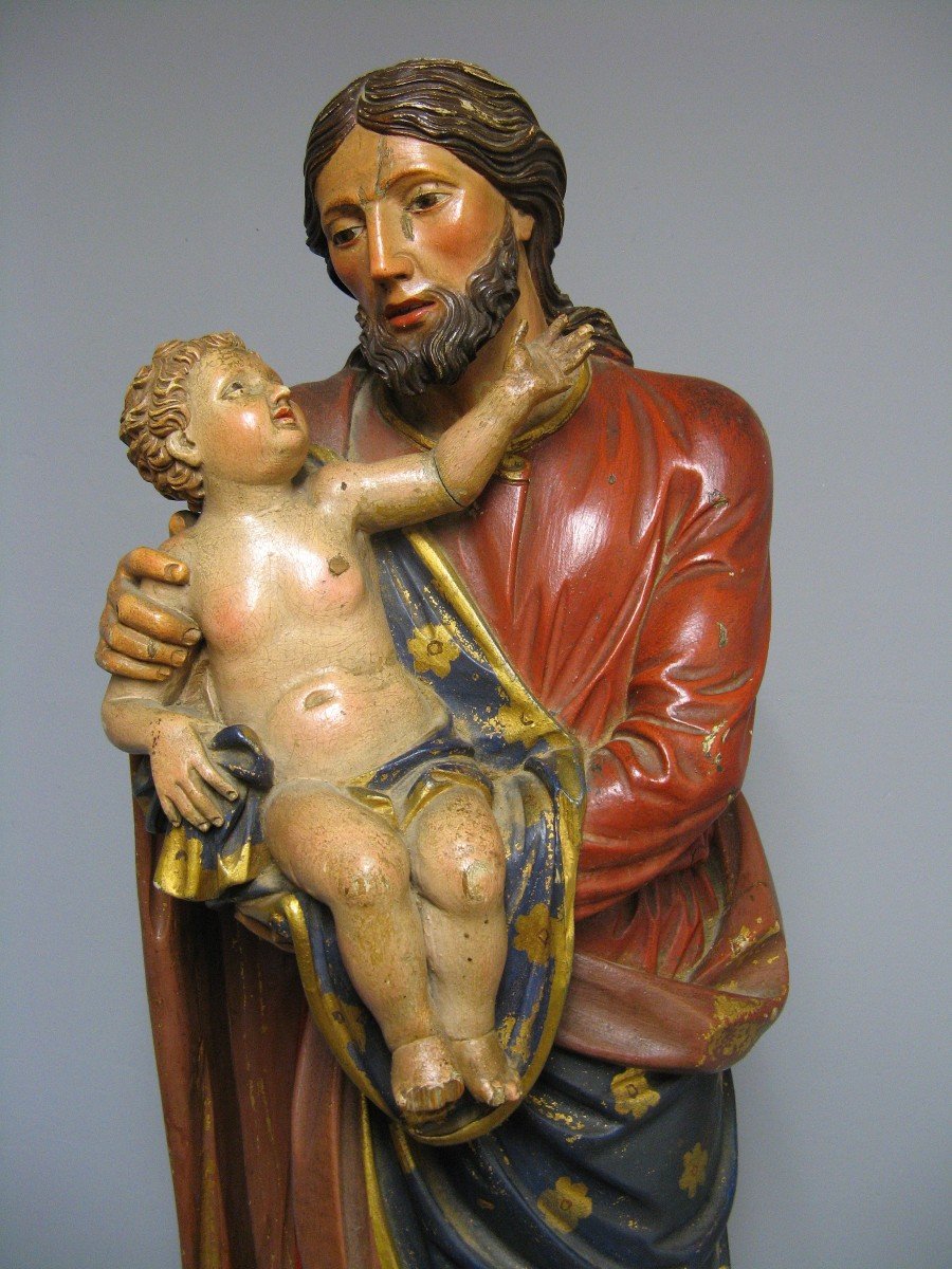 Sculpture Saint Joseph With Baby Jesus.-photo-3