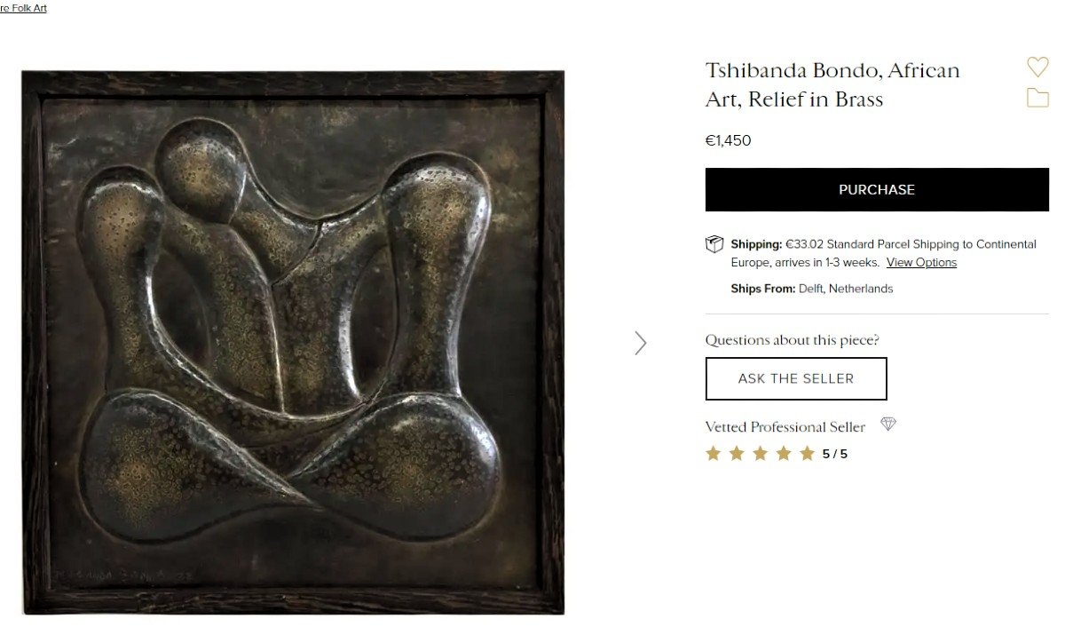 Tshibanda Bondo, African Art, Brass Relief.-photo-1