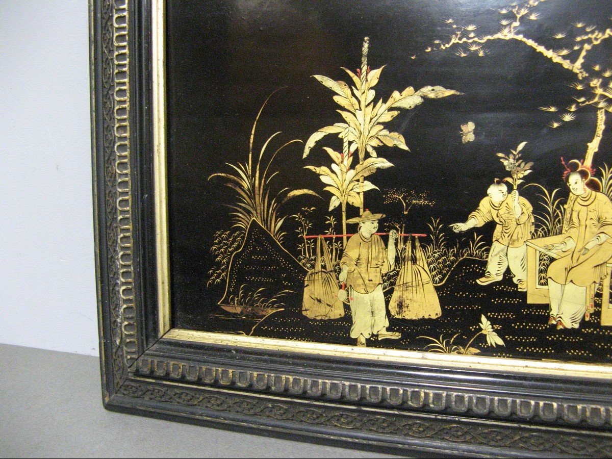 Panneau Laque De Chine Et Or XIXe Epoque Napoléon III.-photo-4