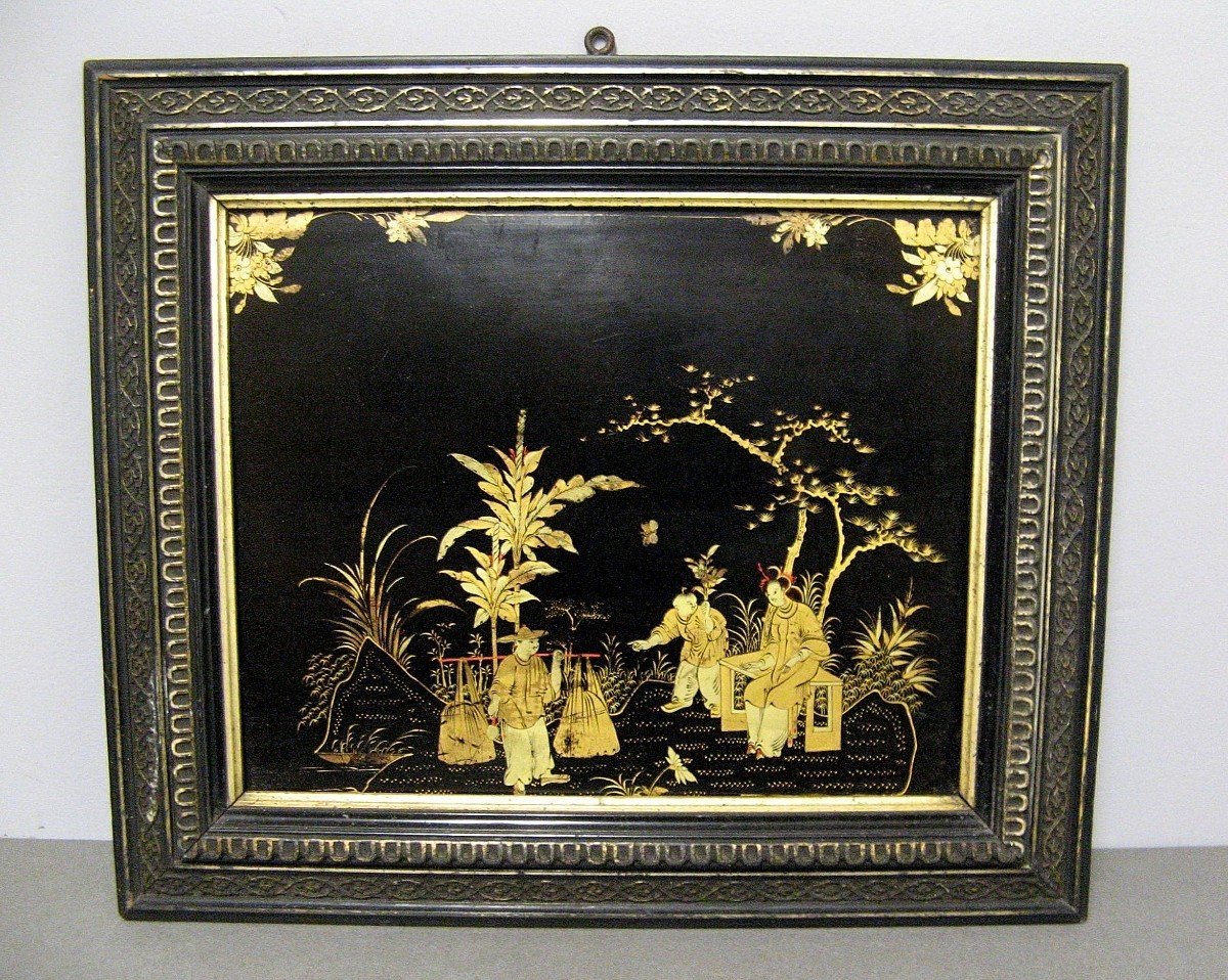 Panneau Laque De Chine Et Or XIXe Epoque Napoléon III.-photo-2