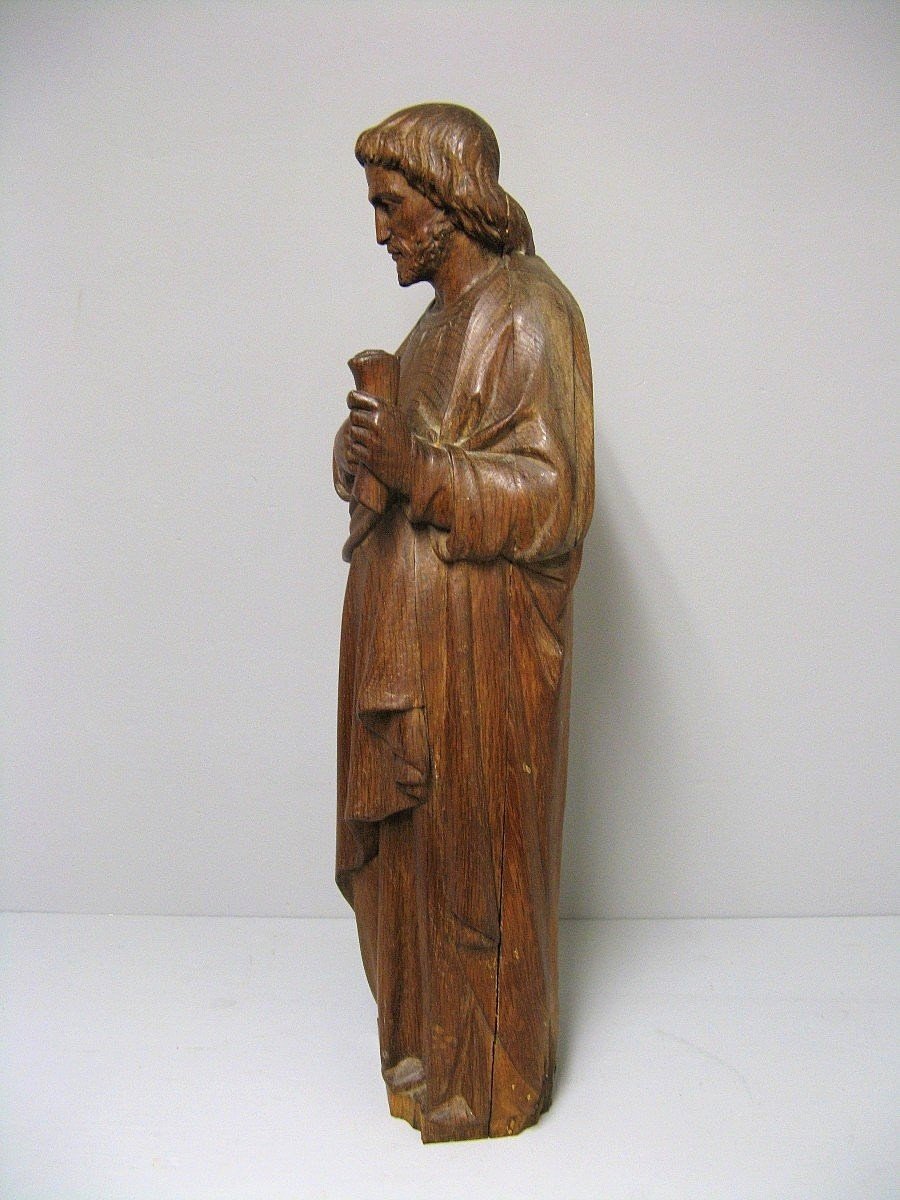 Saint En Bois Sculpté Fin XVIIIe .-photo-3