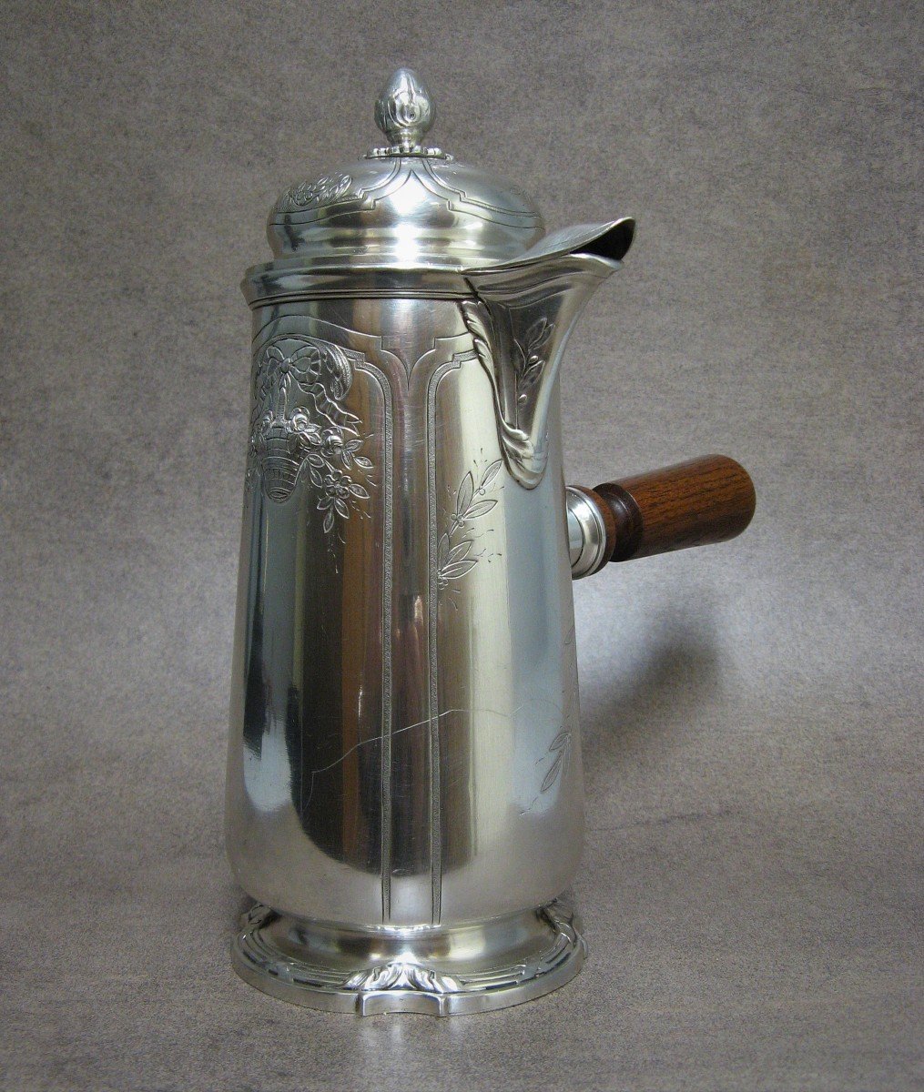 Louis XVI Style Silver Metal Chocolate Maker.-photo-2
