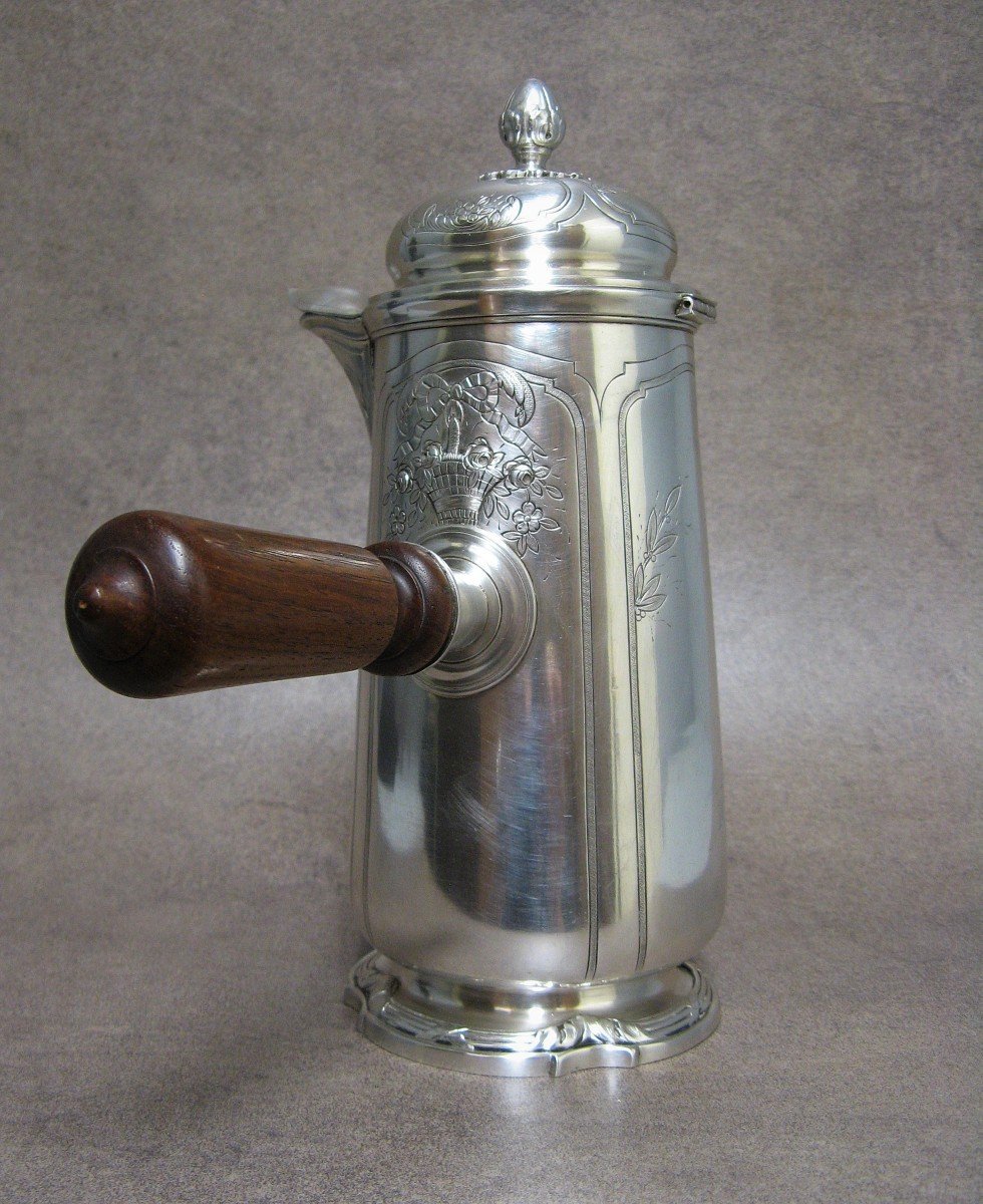 Louis XVI Style Silver Metal Chocolate Maker.-photo-4