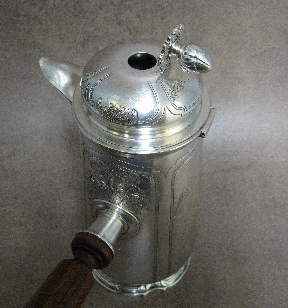 Louis XVI Style Silver Metal Chocolate Maker.-photo-2