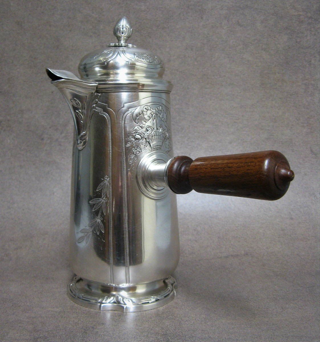 Louis XVI Style Silver Metal Chocolate Maker.